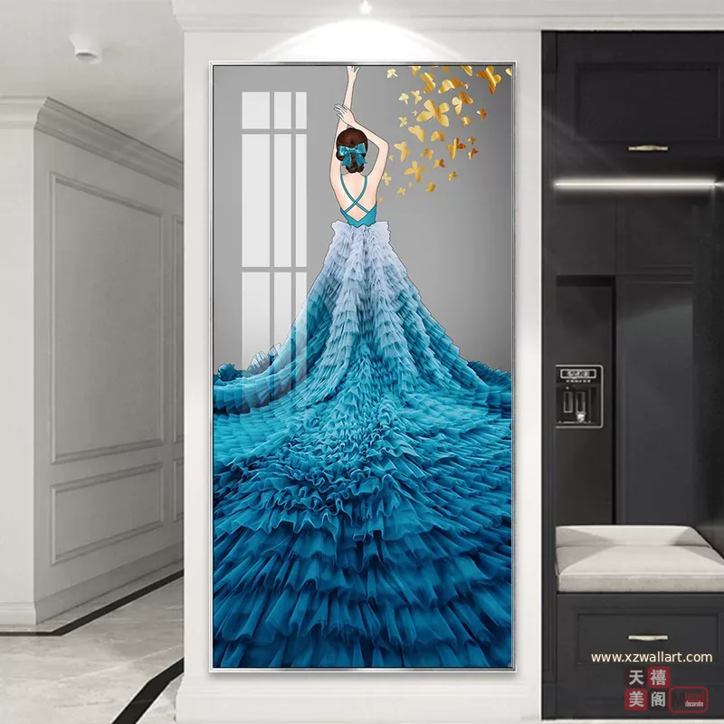 羽毛 单幅 装饰画 轻奢风 玄关背景墙挂画 晶瓷画