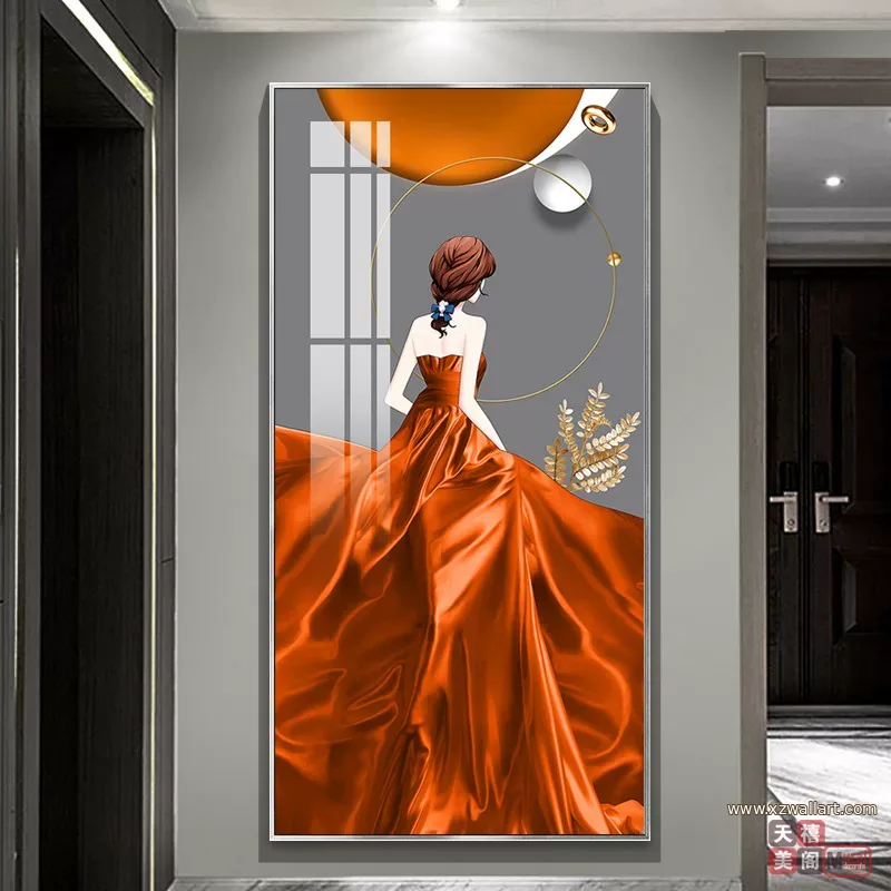羽毛 单幅 装饰画 轻奢风 玄关背景墙挂画 晶瓷画