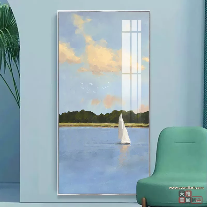 抽象 单幅 装饰画 奶油风 玄关背景墙挂画 晶瓷画