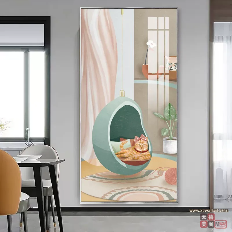 抽象 单幅 装饰画 奶油风 玄关背景墙挂画 晶瓷画