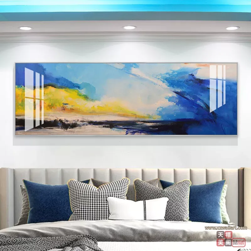 抽象 单幅 装饰画 现代简约 卧室背景墙挂画 晶瓷画
