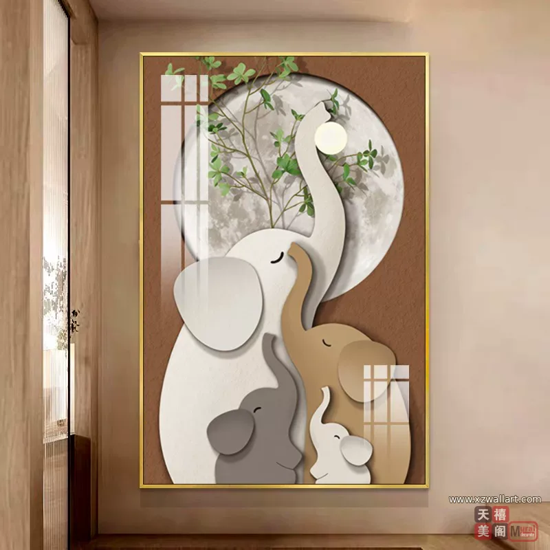 象 单幅 装饰画 奶油风 玄关背景墙挂画 晶瓷画