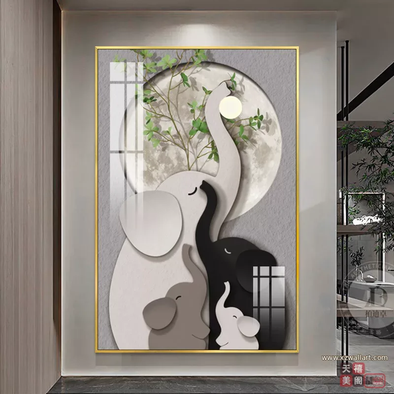 象 单幅 装饰画 奶油风 玄关背景墙挂画 晶瓷画