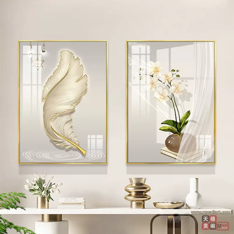 抽象 单幅 装饰画 奶油风 餐厅背景墙挂画 晶瓷画