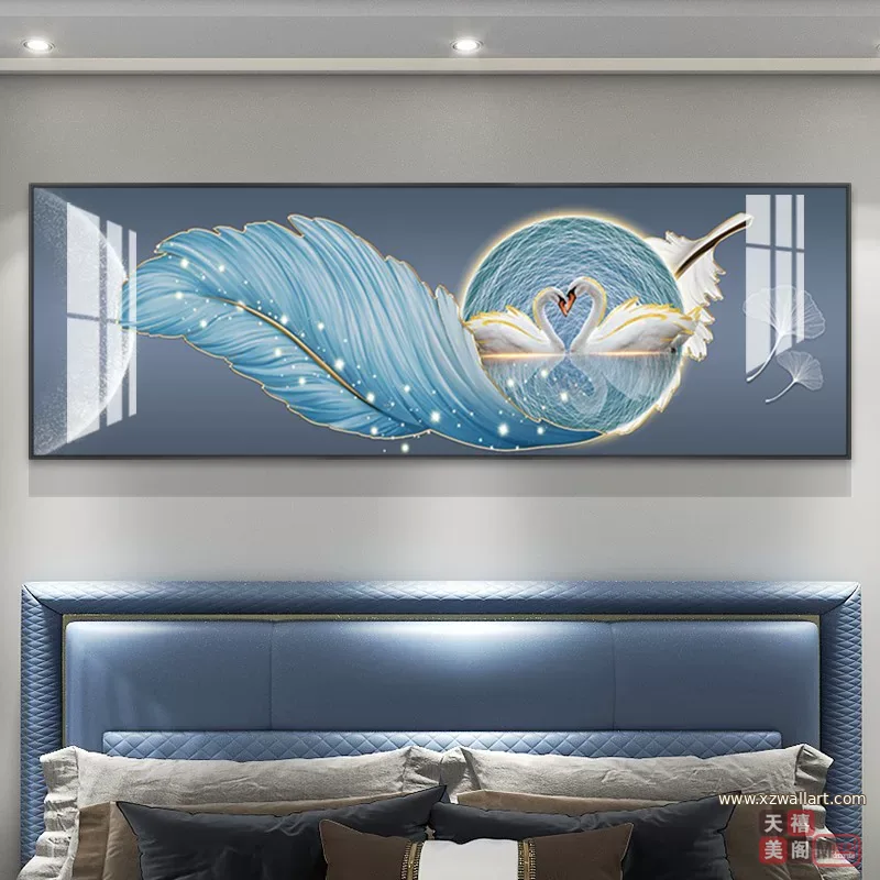 抽象 单幅 装饰画 奶油风 卧室背景墙挂画 晶瓷画