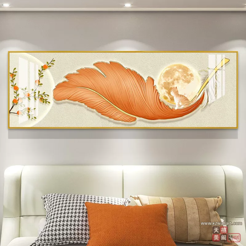 抽象 单幅 装饰画 奶油风 卧室背景墙挂画 晶瓷画