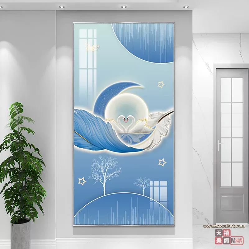 抽象 单幅 装饰画 奶油风 玄关背景墙挂画 晶瓷画