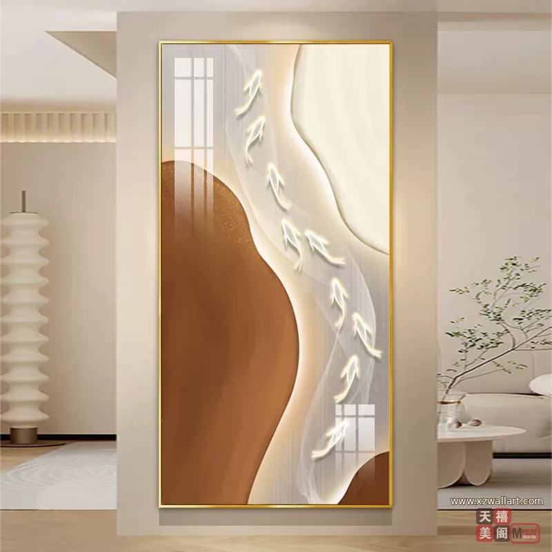 鱼 单幅 装饰画 奶油风 玄关背景墙挂画 晶瓷画