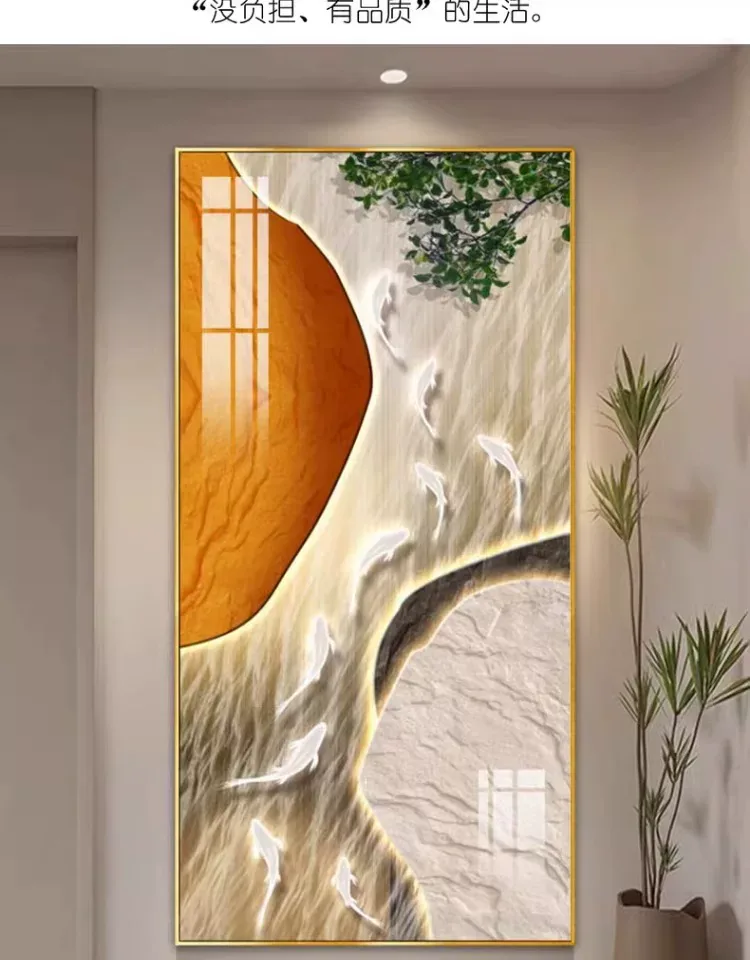 鱼 单幅 装饰画 奶油风 玄关背景墙挂画 晶瓷画