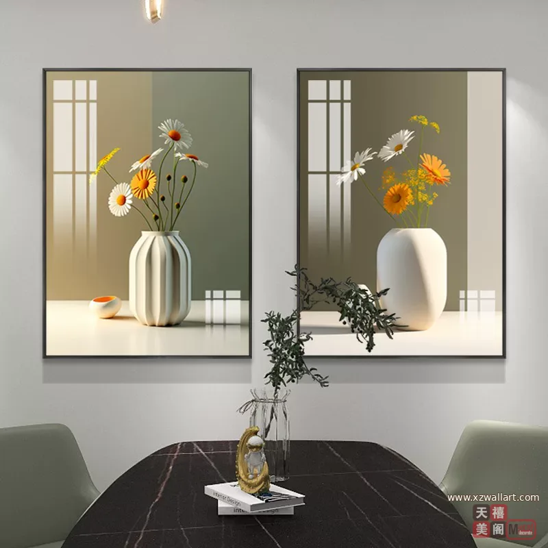 抽象 单幅 装饰画 奶油风 餐厅背景墙挂画 晶瓷画