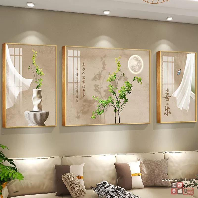抽象 单幅 装饰画 奶油风 客厅背景墙挂画 晶瓷画