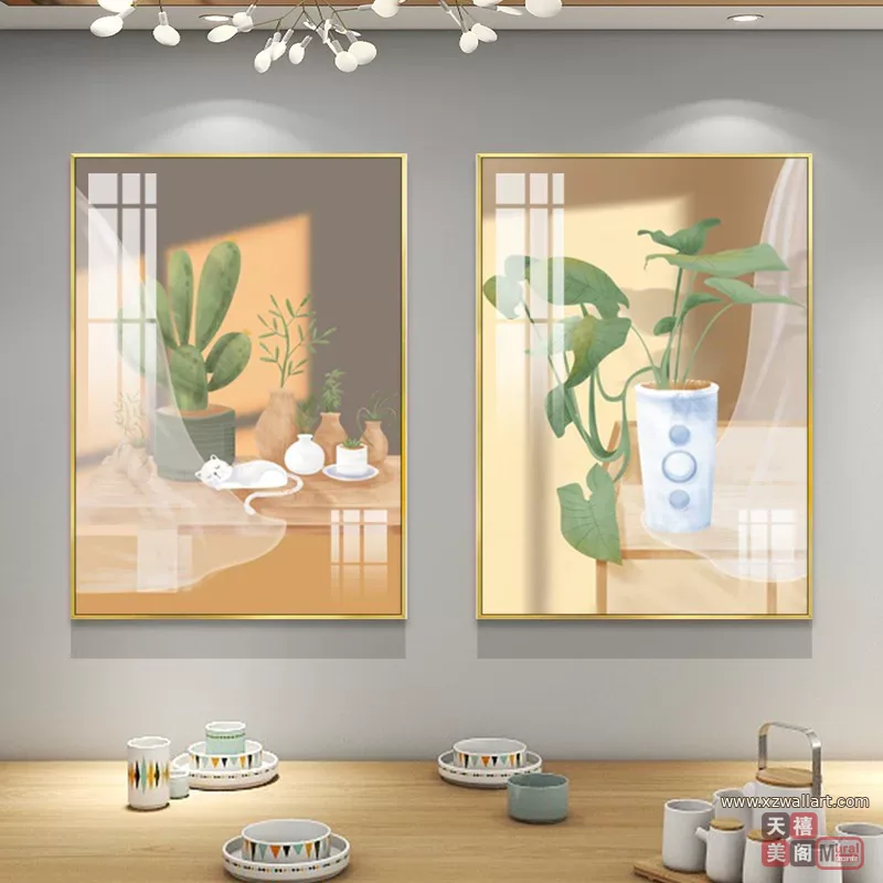 花 单幅 装饰画 奶油风 餐厅背景墙挂画 晶瓷画