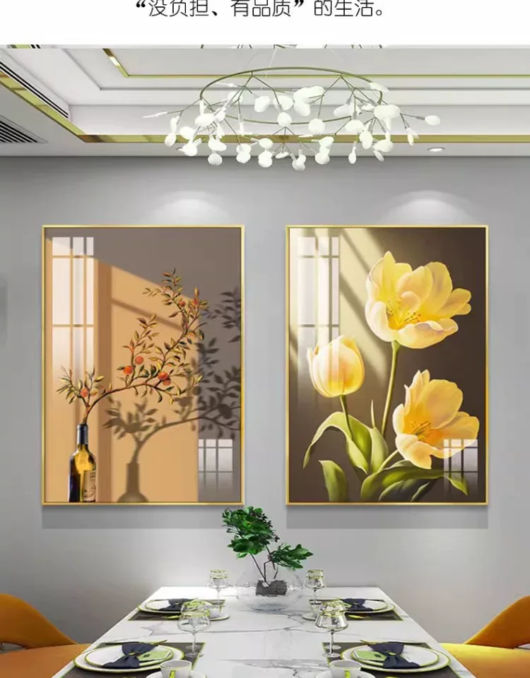 花 单幅 装饰画 奶油风 餐厅背景墙挂画 晶瓷画