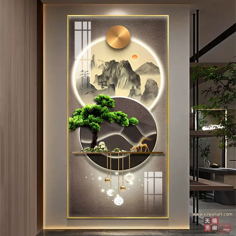 抽象 单幅 装饰画 新中式 玄关背景墙挂画 晶瓷画