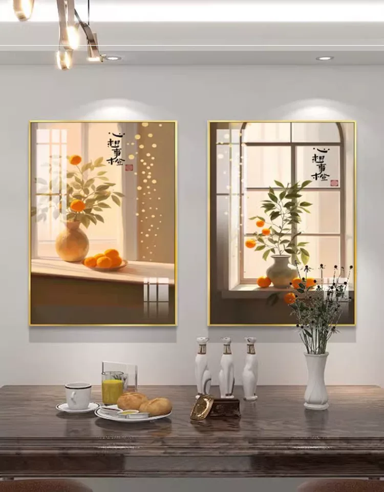 抽象 单幅 装饰画 现代简约 餐厅背景墙挂画 晶瓷画