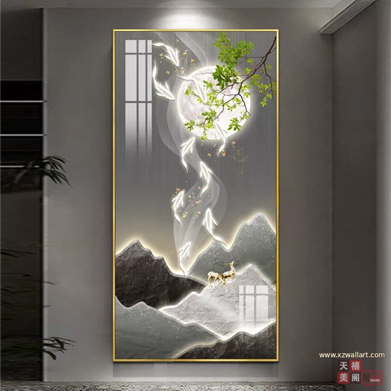 抽象 单幅 装饰画 轻奢风 玄关背景墙挂画 晶瓷画