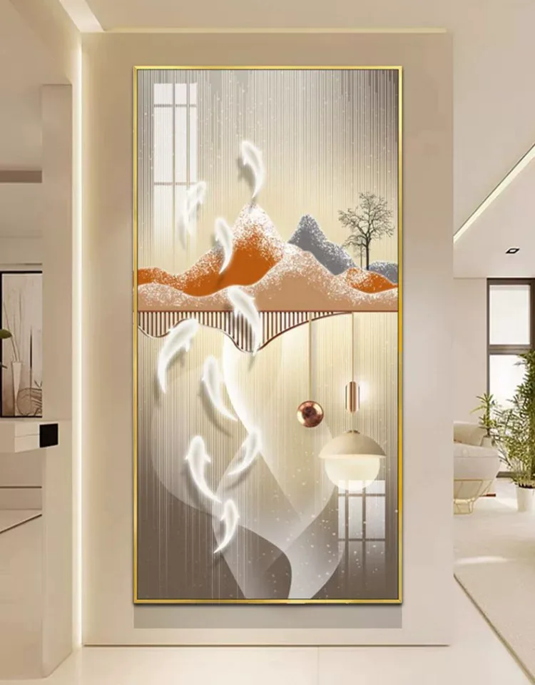 抽象 单幅 装饰画 轻奢风 玄关背景墙挂画 晶瓷画