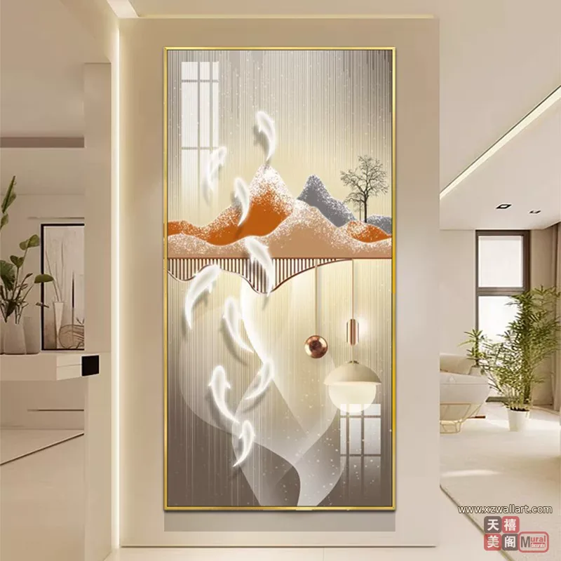 抽象 单幅 装饰画 轻奢风 玄关背景墙挂画 晶瓷画