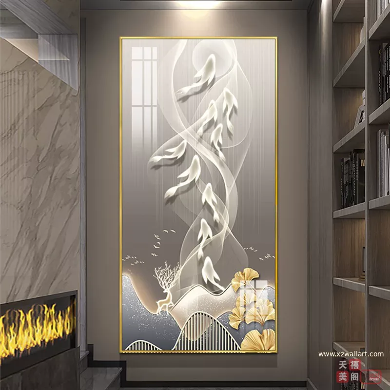 抽象 单幅 装饰画 轻奢风 玄关背景墙挂画 晶瓷画