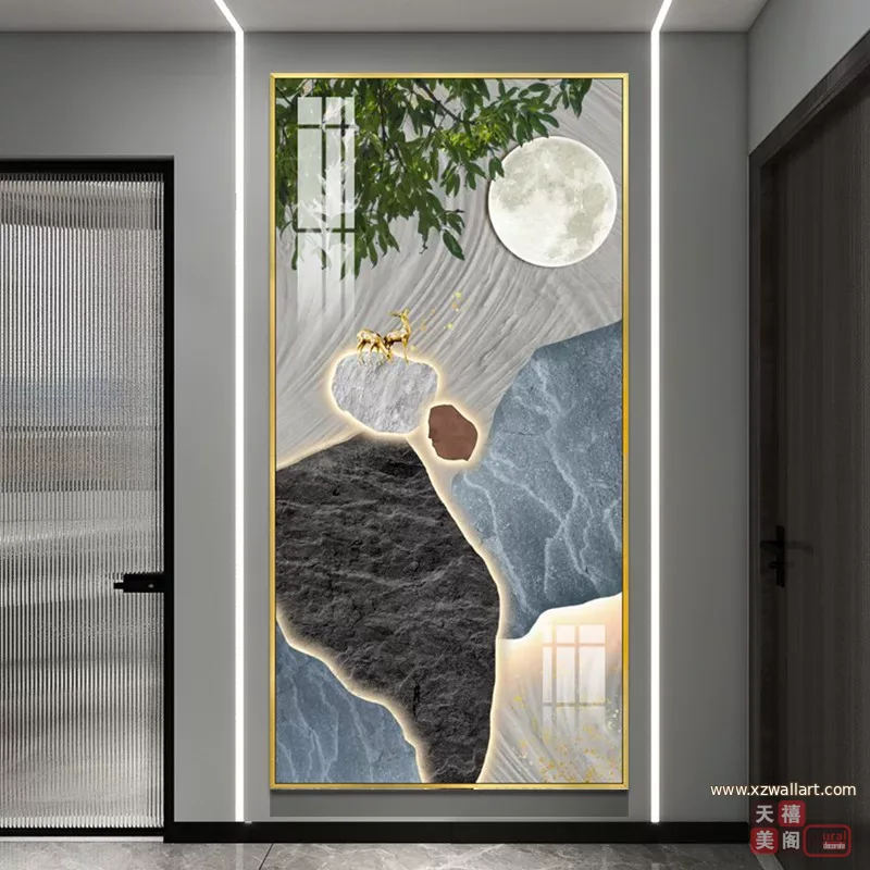 抽象 单幅 装饰画 奶油风 玄关背景墙挂画 晶瓷画