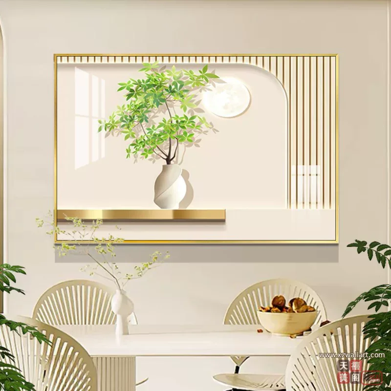 抽象 单幅 装饰画 奶油风 餐厅背景墙挂画 晶瓷画