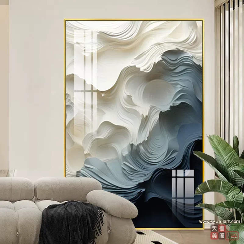 抽象 单幅 装饰画 奶油风 玄关背景墙挂画 晶瓷画