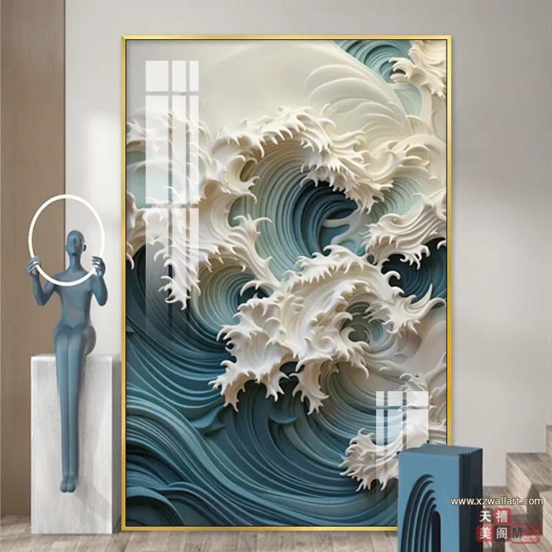 抽象 单幅 装饰画 奶油风 玄关背景墙挂画 晶瓷画
