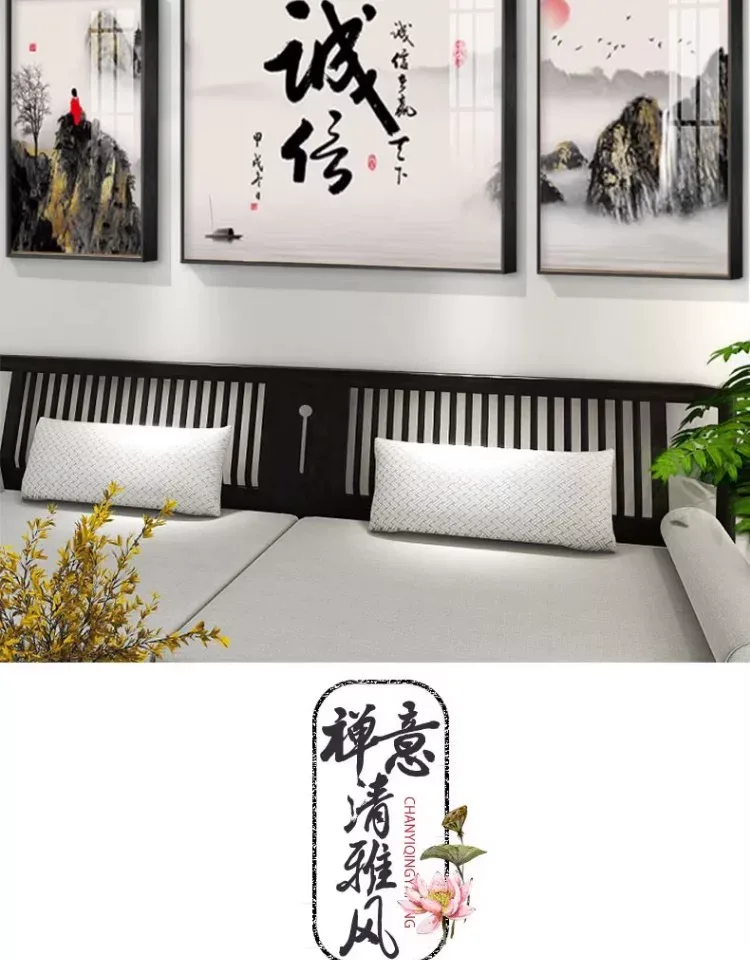 抽象 三联 装饰画 新中式 客厅背景墙挂画 晶瓷画