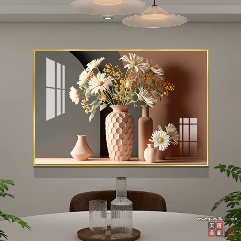 抽象 单幅 装饰画 奶油风 餐厅背景墙挂画 晶瓷画