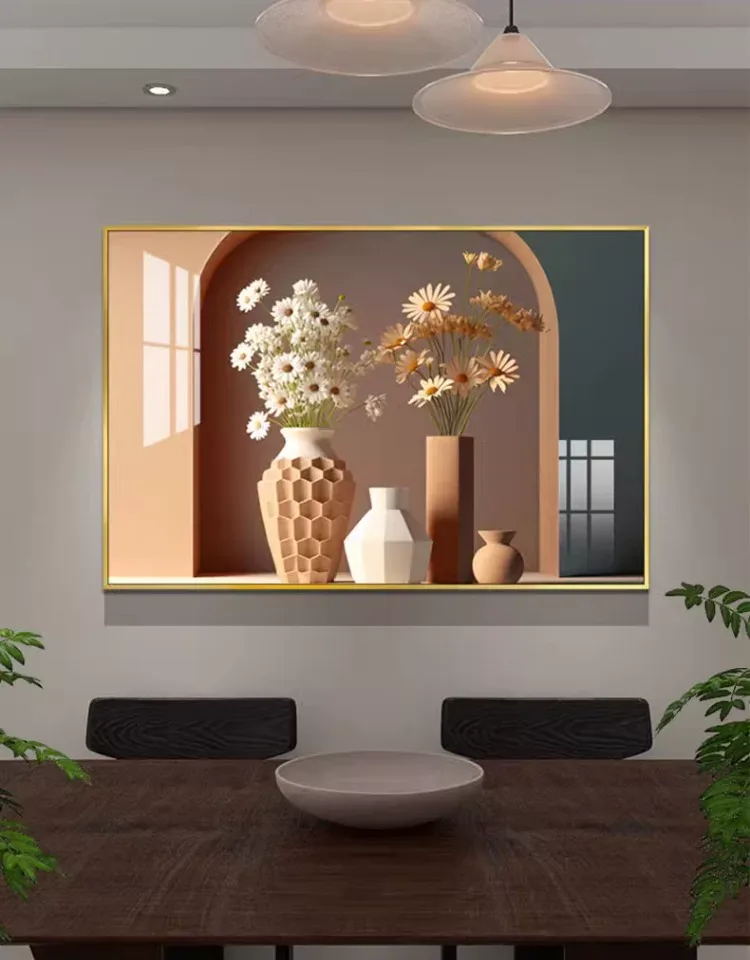 抽象 单幅 装饰画 奶油风 餐厅背景墙挂画 晶瓷画
