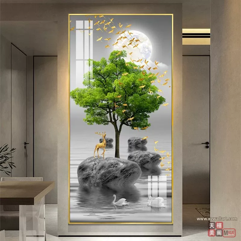 抽象 单幅 装饰画 轻奢风 玄关背景墙挂画 晶瓷画