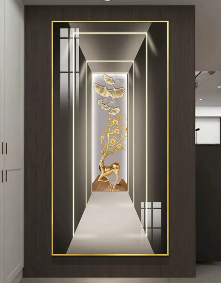 抽象 单幅 装饰画 轻奢风 玄关背景墙挂画 晶瓷画
