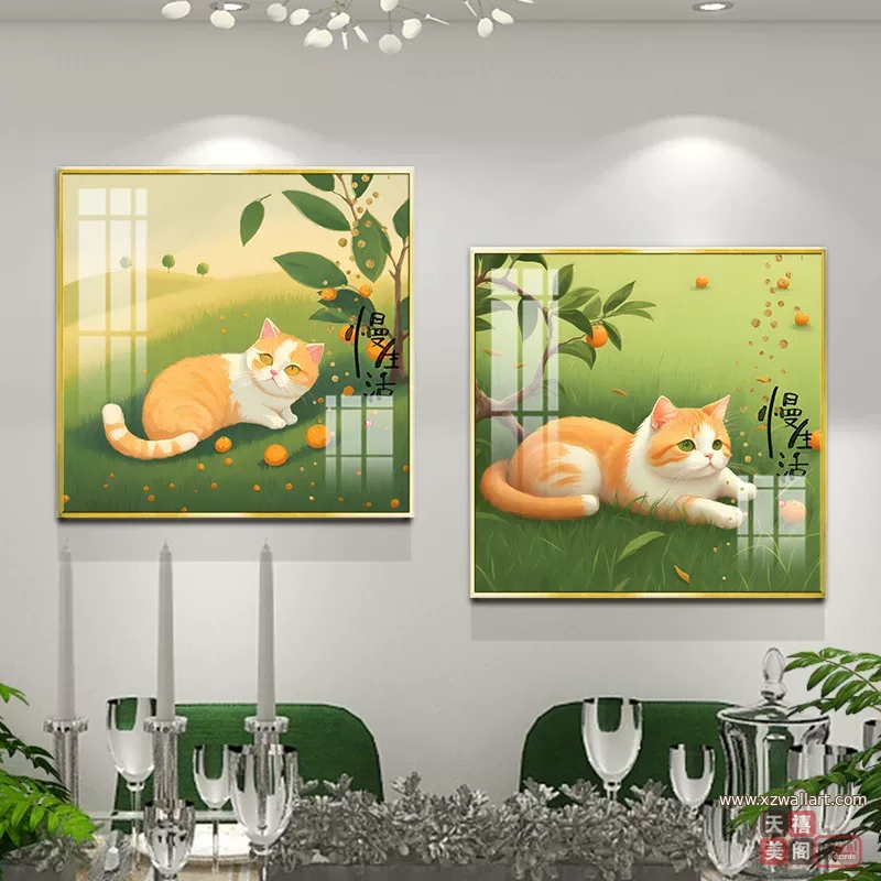 抽象 单幅 装饰画 奶油风 餐厅背景墙挂画 晶瓷画