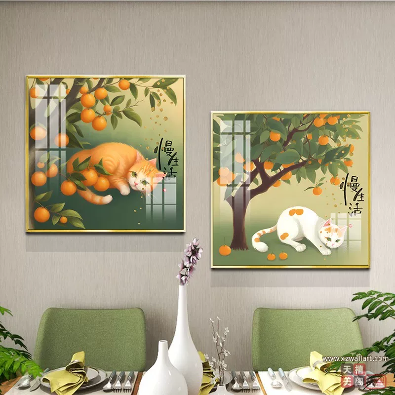 抽象 单幅 装饰画 奶油风 餐厅背景墙挂画 晶瓷画