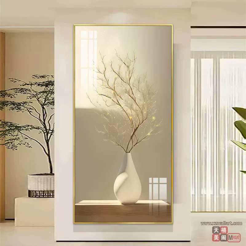 抽象 单幅 装饰画 奶油风 玄关背景墙挂画 晶瓷画