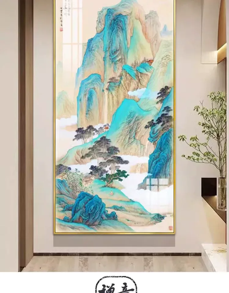 山水 单幅 装饰画 新中式 玄关背景墙挂画 晶瓷画