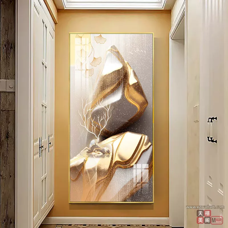 抽象 单幅 装饰画 奶油风 玄关背景墙挂画 晶瓷画