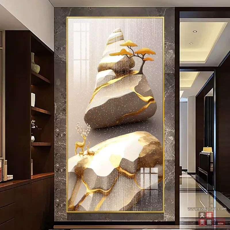 抽象 单幅 装饰画 奶油风 玄关背景墙挂画 晶瓷画