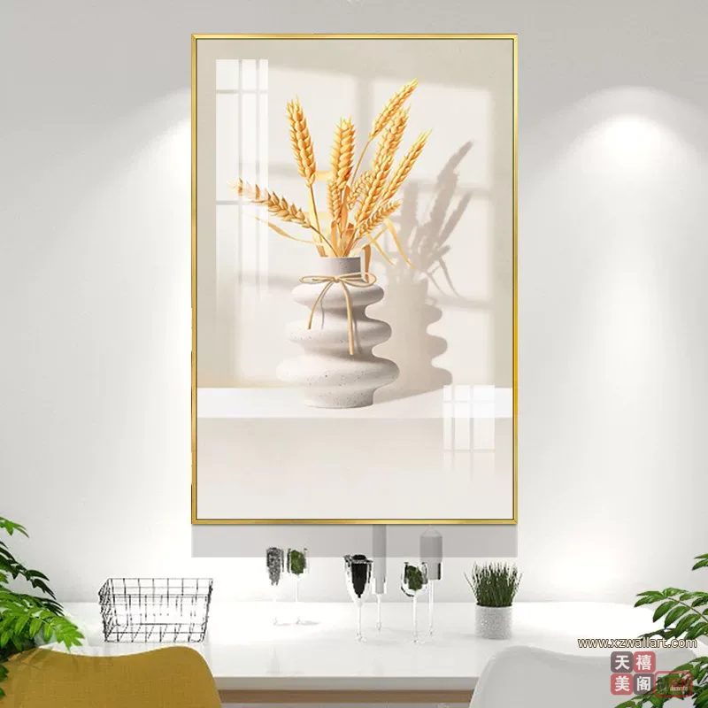 抽象 单幅 装饰画 奶油风 餐厅背景墙挂画 晶瓷画
