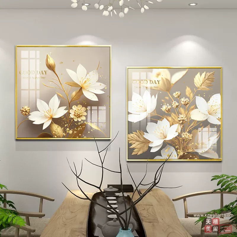 花 单幅 装饰画 现代简约 餐厅背景墙挂画 晶瓷画