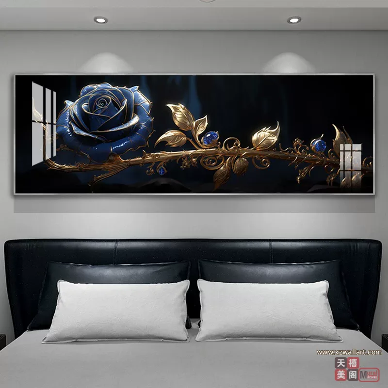 抽象 单幅 装饰画 轻奢风 卧室背景墙挂画 晶瓷画