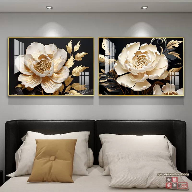 花 单幅 装饰画 现代简约 卧室背景墙挂画 晶瓷画