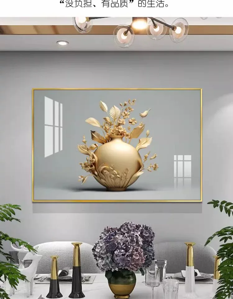抽象 单幅 装饰画 轻奢风 餐厅背景墙挂画 晶瓷画