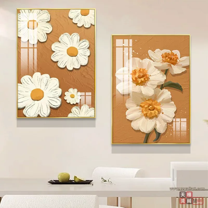 抽象 单幅 装饰画 奶油风 餐厅背景墙挂画 晶瓷画