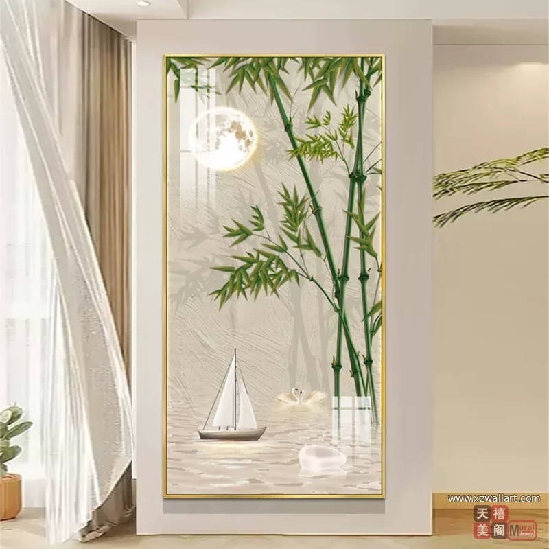 抽象 单幅 装饰画 奶油风 玄关背景墙挂画 晶瓷画