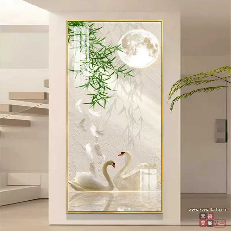 抽象 单幅 装饰画 奶油风 玄关背景墙挂画 晶瓷画