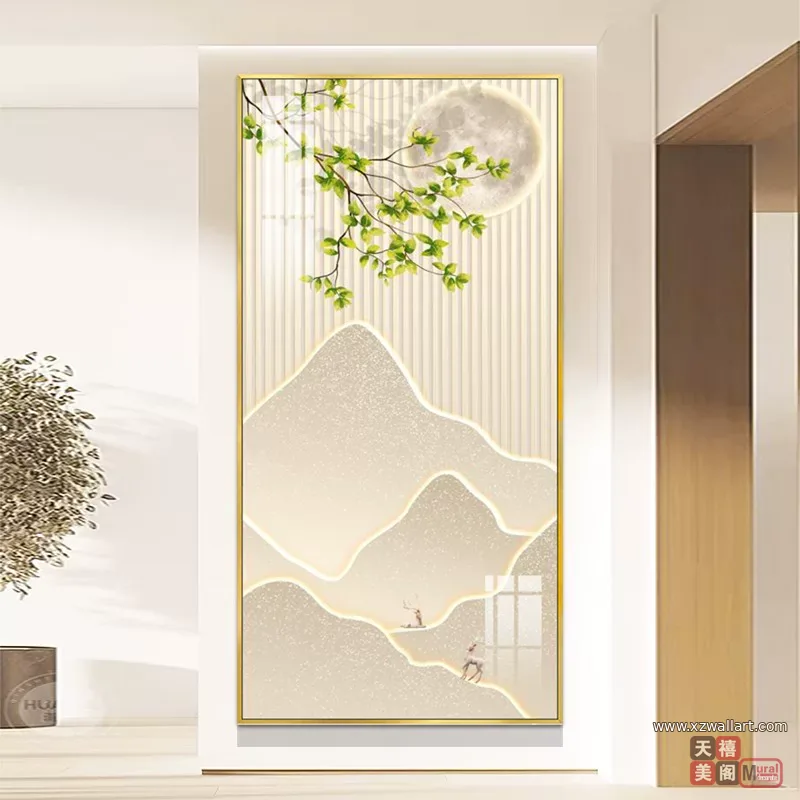 抽象 单幅 装饰画 奶油风 玄关背景墙挂画 晶瓷画