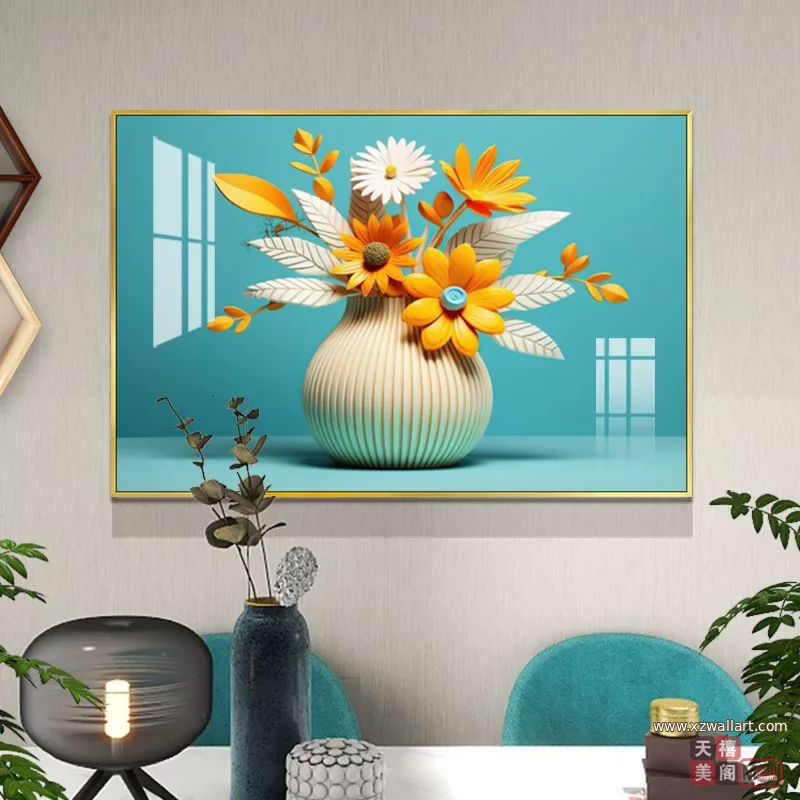 抽象 单幅 装饰画 北欧风 餐厅背景墙挂画 晶瓷画