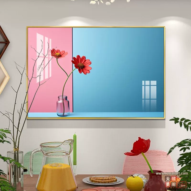 抽象 单幅 装饰画 北欧风 餐厅背景墙挂画 晶瓷画
