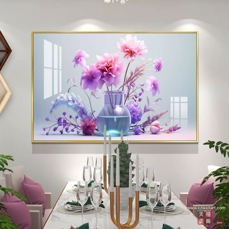 抽象 单幅 装饰画 北欧风 餐厅背景墙挂画 晶瓷画